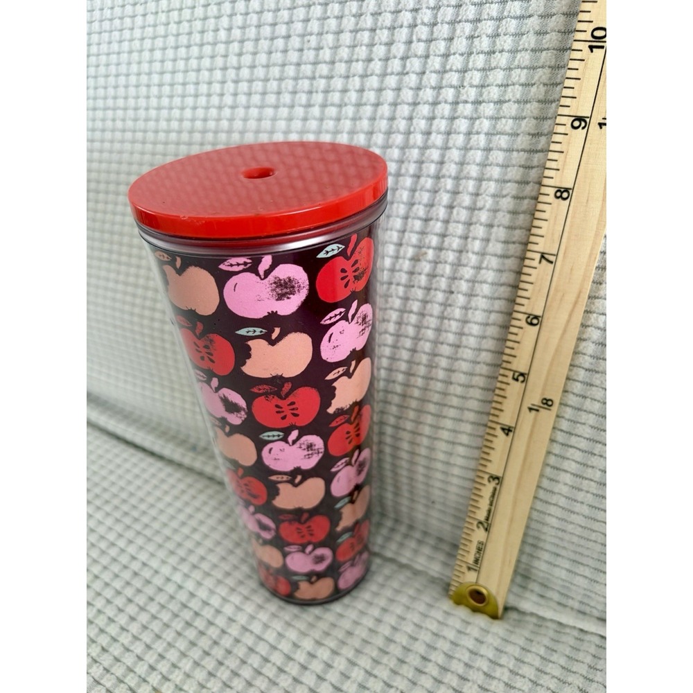 Teavana Tumbler Unisex 20oz Multi Apple Pattern 2016 Starbucks Cold Cup No Straw